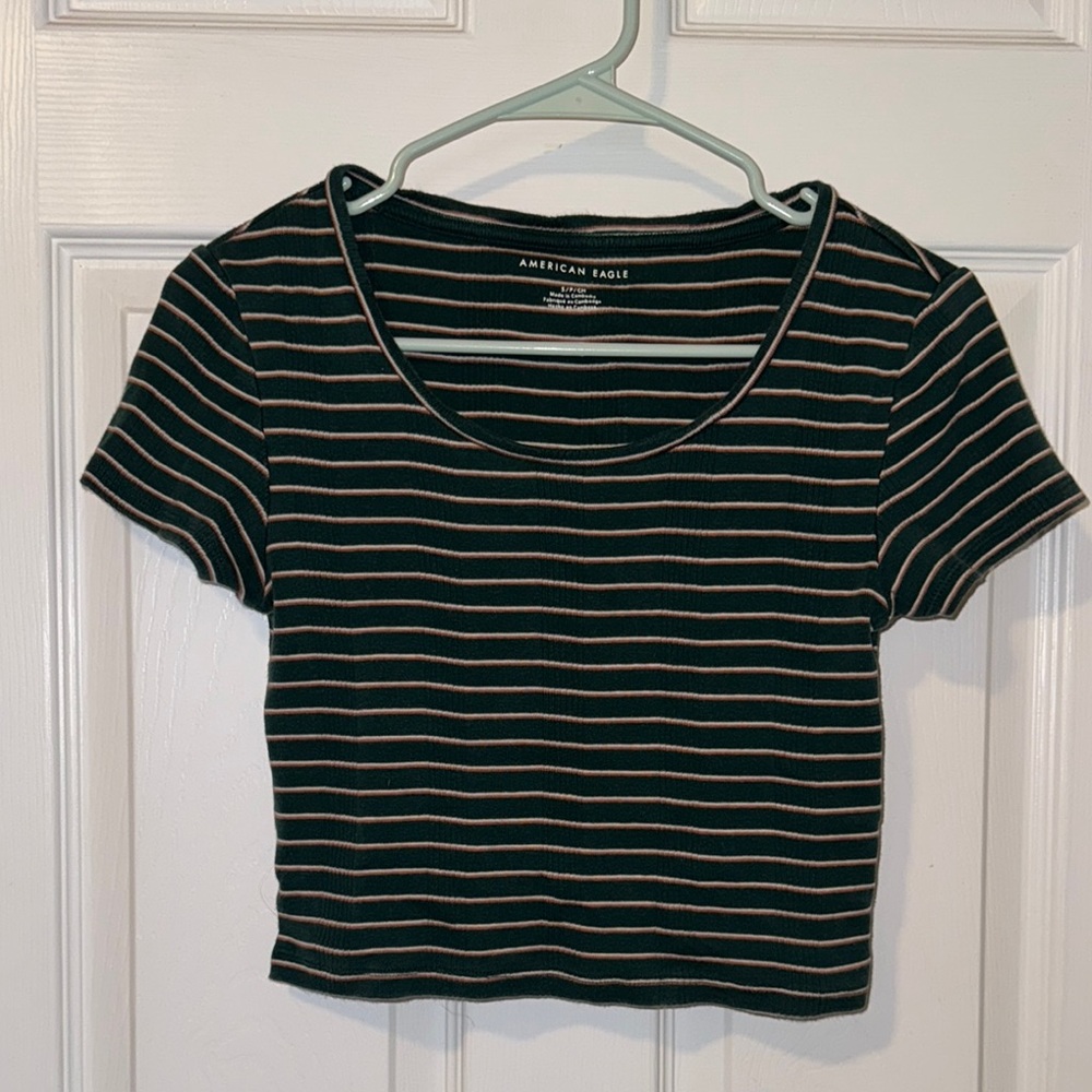 American Eagle Outfitters Green and Orange Crop Top